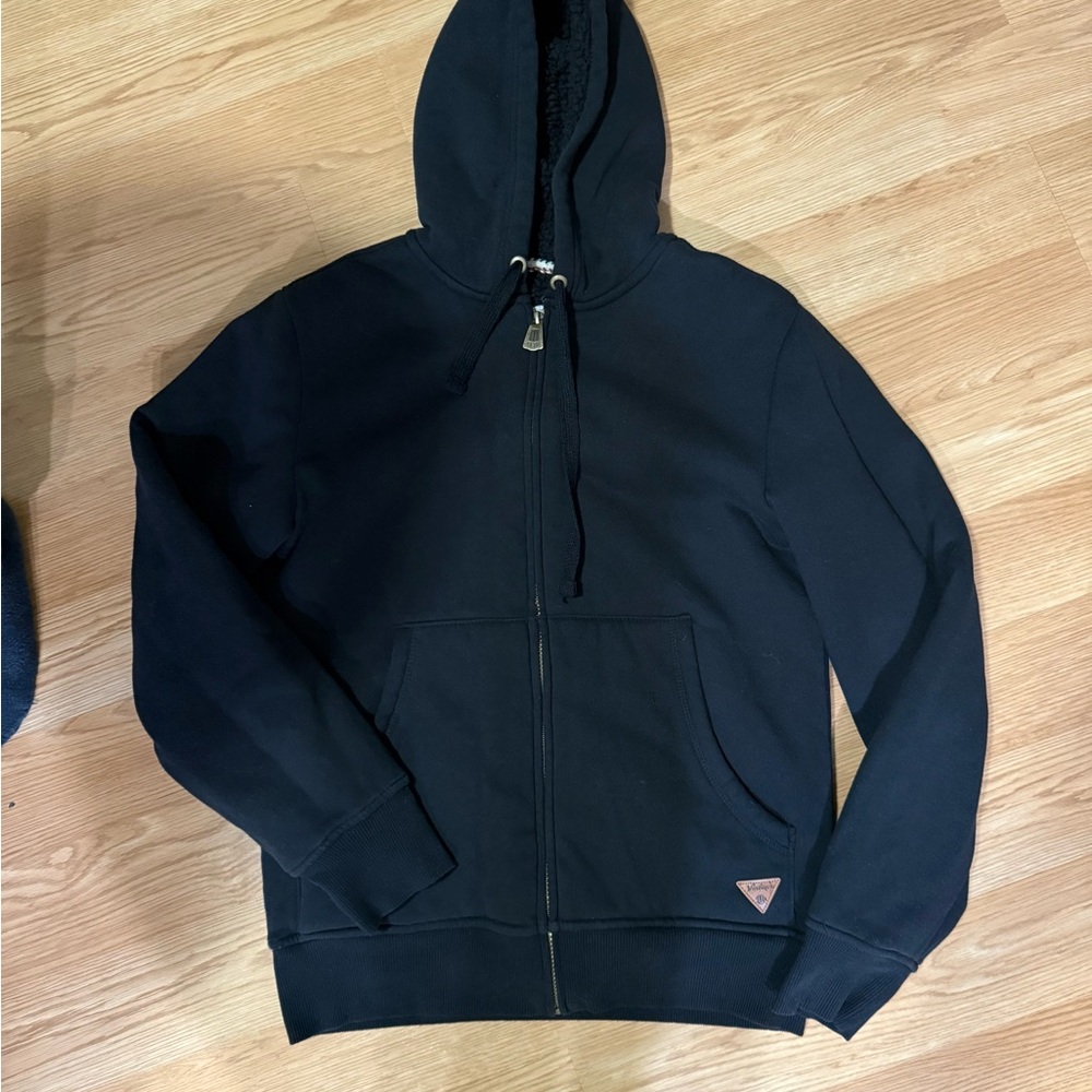 Weatherproof Black Sherpa-Lined Hoodie. Adult Medium.